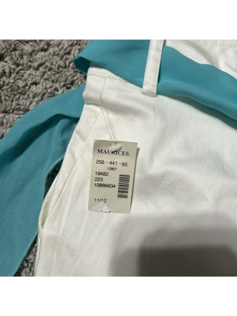 Maurices Womens Embroidered Pant White/Turquoise Size 11/12 Cotton Blend Stretch - Picture 5 of 6